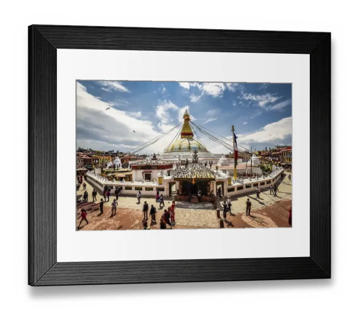 Framed Print : Boudhanath Stupa with believers Framed Print : Boudhanath Stupa with believers