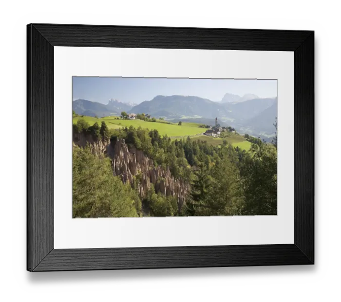 Framed Print : Earth pyramids on the Ritten, Dolomites Framed Print : Earth pyramids on the Ritten, Dolomites