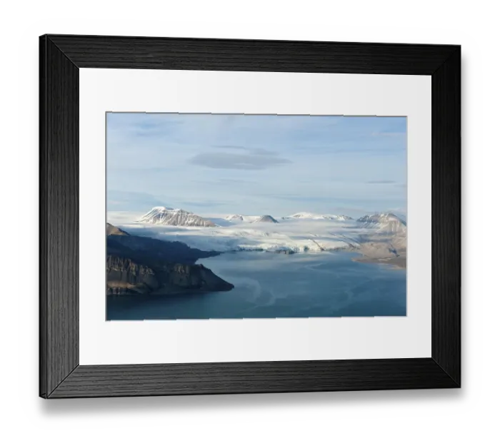 Framed Print : View from the top of Pyramiden Mountain over the fjord to Nordenskioeld Glacier Framed Print : View from the top of Pyramiden Mountain over the fjord to Nordenskioeld Glacier