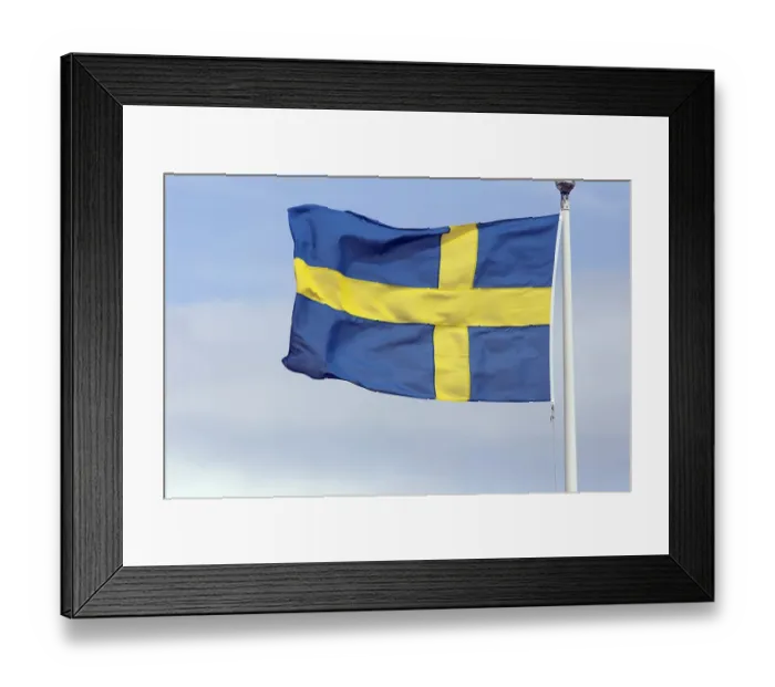 Framed Print : Swedish national flag, Stockholm, Sweden, Europe Framed Print : Swedish national flag, Stockholm, Sweden, Europe
