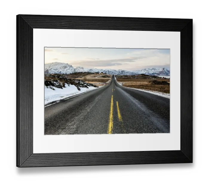 Framed Print : Winter landscape with the European route E10 Framed Print : Winter landscape with the European route E10