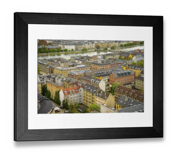 Framed Print : View of the city with typical houses