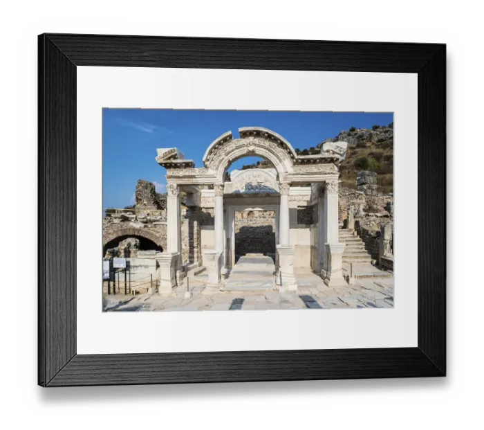 Framed Print : Temple of Hadrian with a restored gable Framed Print : Temple of Hadrian with a restored gable