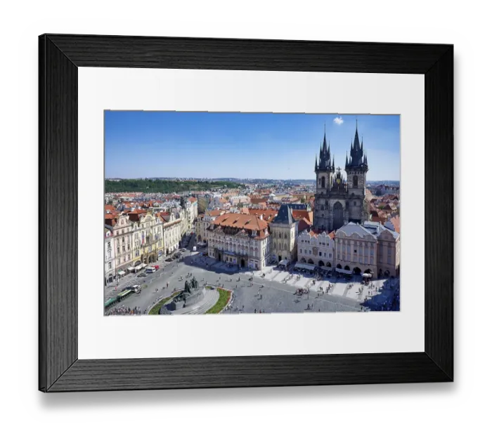 Framed Print : Aerial view of the Gothic Church of Our Lady before Tyn in Old Town Square