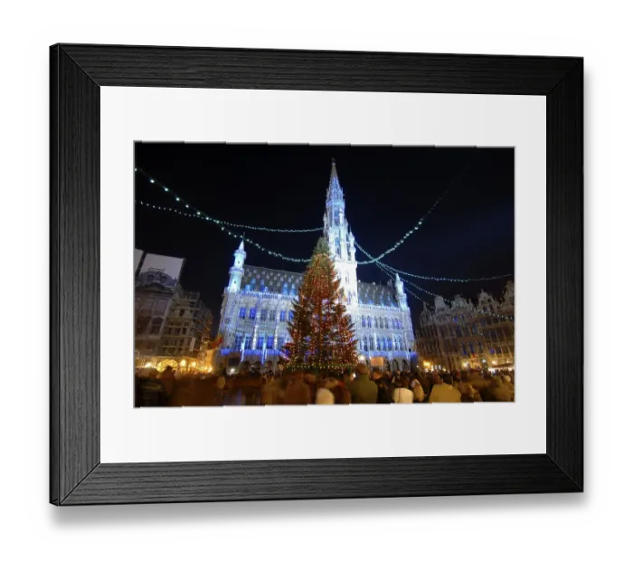 Framed Print : City Hall and Christmas Tree in the Evening
