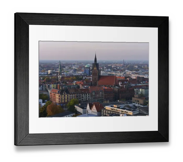 Framed Print : Market Church in the historic centre from the Town Hall tower in the evening
