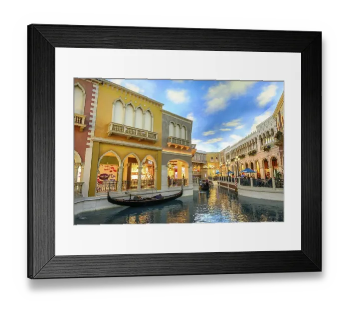Framed Print : Replica Venice, Venetian gondolas with tourists on the canal