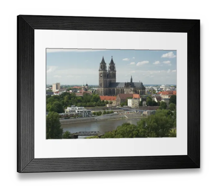 Framed Print : Cityscape with Magdeburg Cathedral and Elbe Framed Print : Cityscape with Magdeburg Cathedral and Elbe