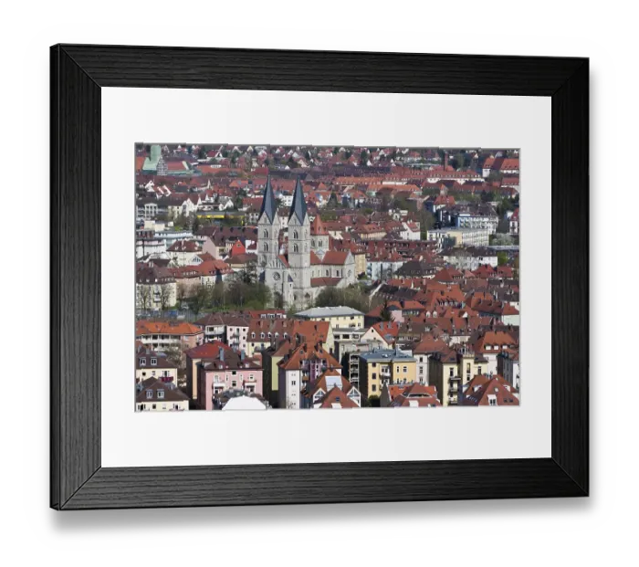 Framed Print : View of Wuerzburg as seen from Fortress Marienberg