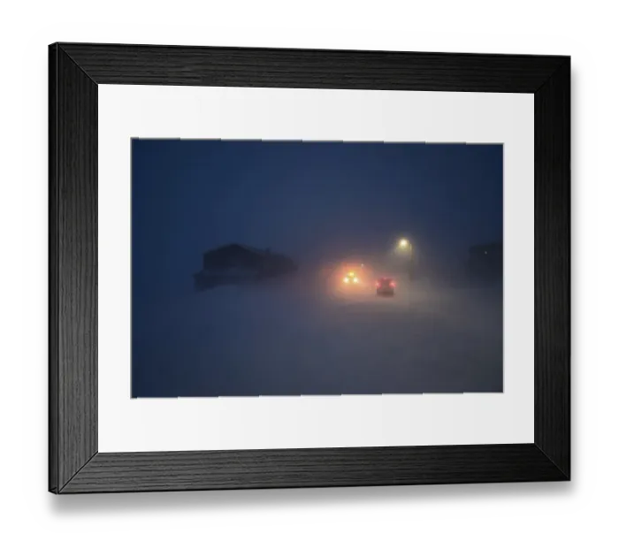 Framed Print : Street in the hurricane during the polar night Framed Print : Street in the hurricane during the polar night