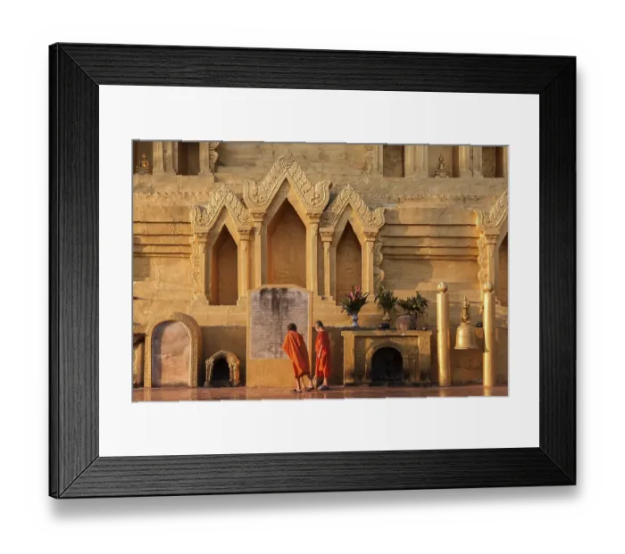 Framed Print : Wat Jong Kham, detailed view, novices sweeping the floor Framed Print : Wat Jong Kham, detailed view, novices sweeping the floor