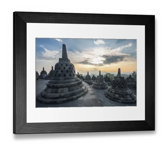 Framed Print : Temple complex Borobudur at sunrise Framed Print : Temple complex Borobudur at sunrise