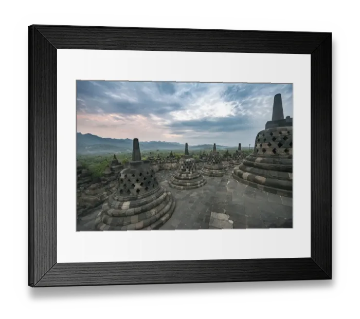 Framed Print : Temple complex Borobudur at sunrise Framed Print : Temple complex Borobudur at sunrise