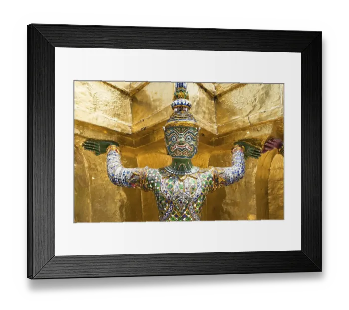 Framed Print : Yaksha statue at golden Chedi, Wat Phra Kaeo