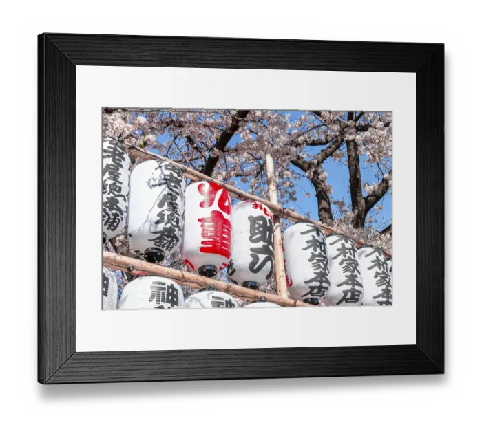 Framed Print : Lanterns with Japanese characters