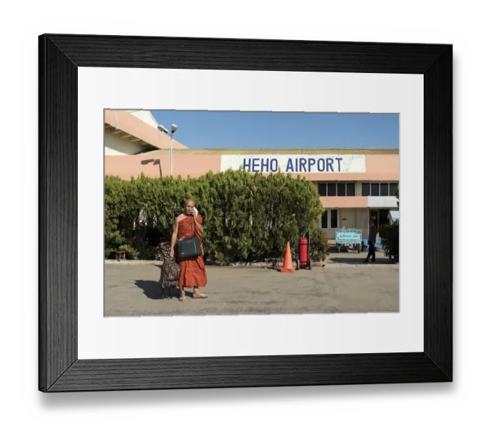 Framed Print : Buddhist monk at Heho airport, near Inle Lake