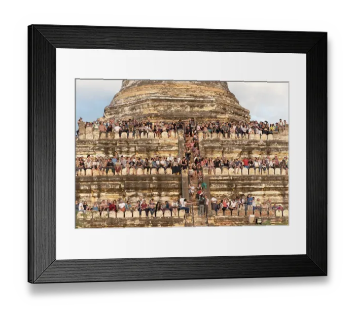 Framed Print : Visitors, tourists view susnset from terraces of Shwesandaw Pagoda Framed Print : Visitors, tourists view susnset from terraces of Shwesandaw Pagoda