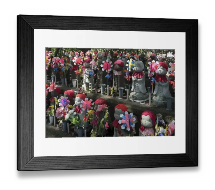 Framed Print : Jizo statues at Unborn Children Garden