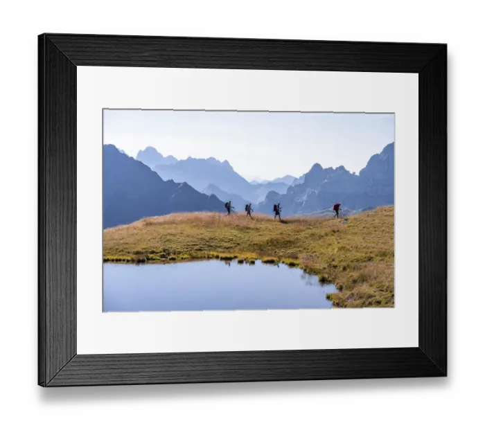 Framed Print : Four hikers on the Carnic High Trail