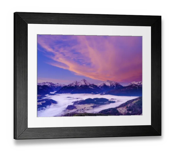 Framed Print : Fog in the valley basin of Berchtesgaden
