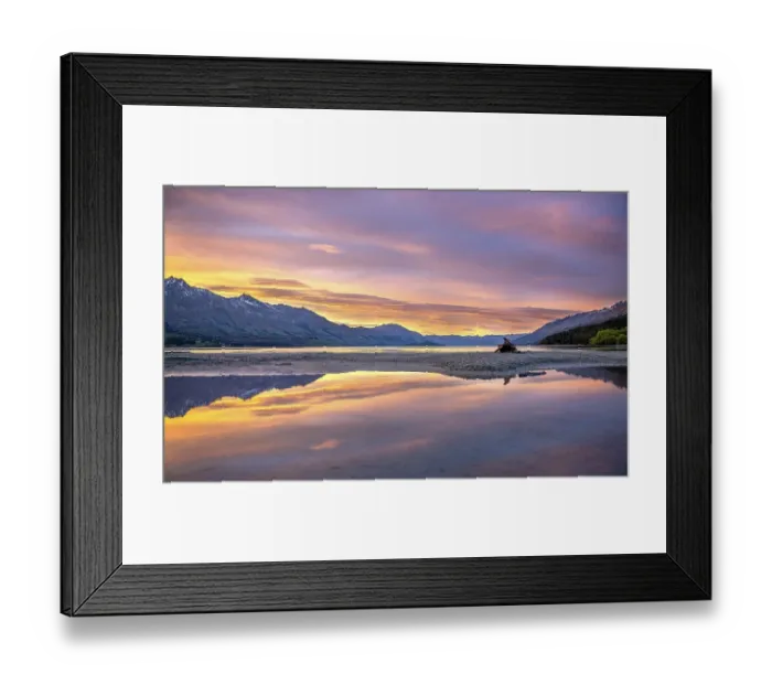 Framed Print : Mountains reflected in the lake