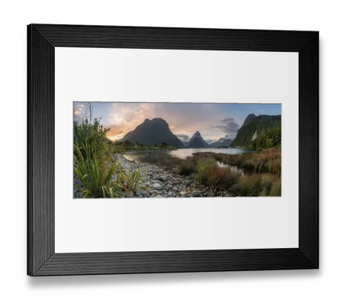 Framed Print : Mitre Peak and Mount Philipps, sunset Framed Print : Mitre Peak and Mount Philipps, sunset