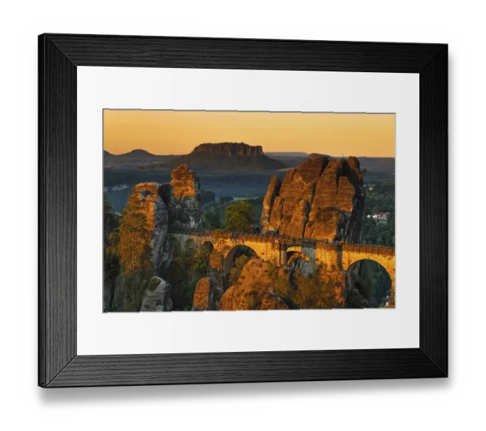 Framed Print : Sunrise at the Bastei Bridge, Bastei near Rathen