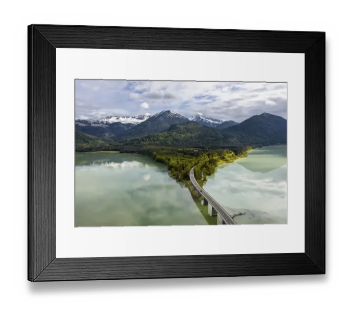 Framed Print : Sylvenstein lake and Faller-Klamm bridge