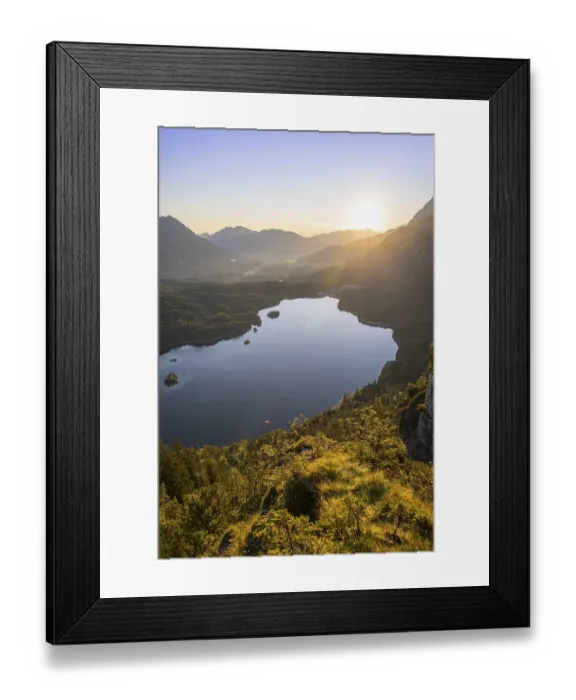 Framed Print : Eibsee lake at sunrise, Bavarian alpine upland