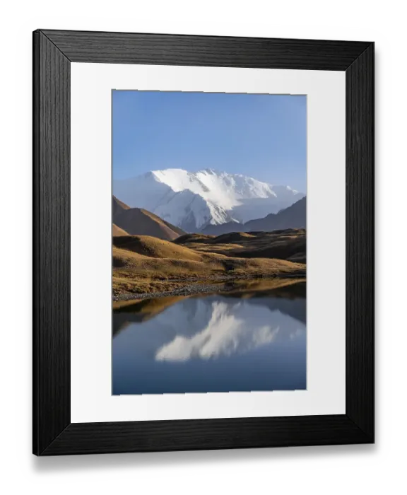Framed Print : Mountains reflected in a small mountain lake Framed Print : Mountains reflected in a small mountain lake