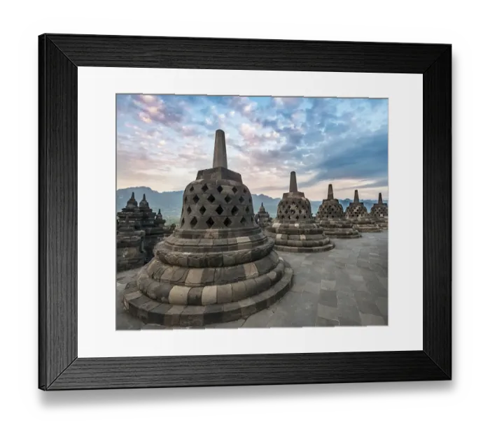 Framed Print : Temple complex Borobudur at sunrise Framed Print : Temple complex Borobudur at sunrise