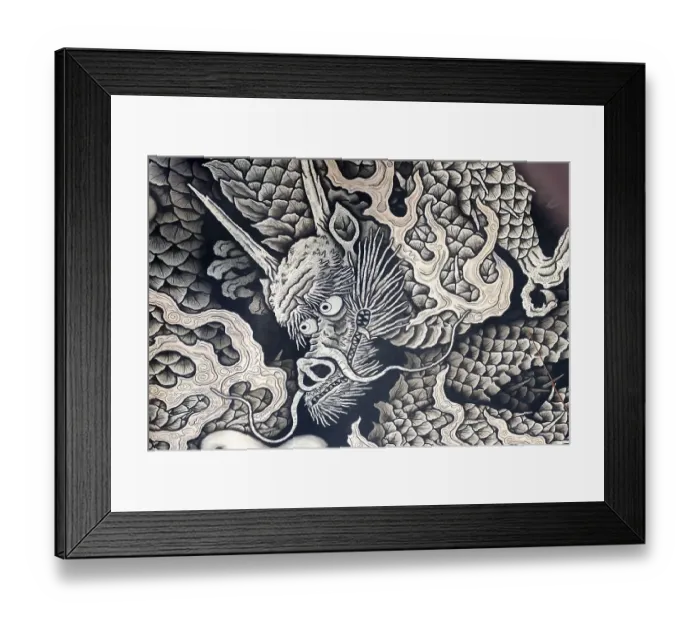 Framed Print : Twin Dragon Painting, ceiling painting by artist Koizumi Junsaku Framed Print : Twin Dragon Painting, ceiling painting by artist Koizumi Junsaku