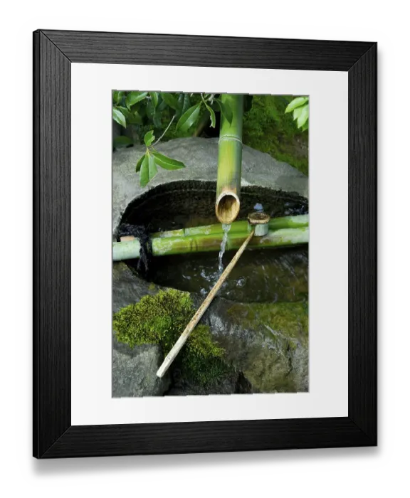 Framed Print : Fountain and bamboo ladle, Ryoanji Framed Print : Fountain and bamboo ladle, Ryoanji