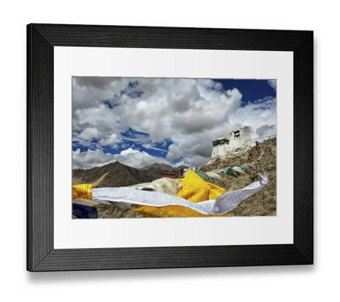 Framed Print : Leh Tsemo fort and gompa and lungta (prayer flags) flying in the wind Framed Print : Leh Tsemo fort and gompa and lungta (prayer flags) flying in the wind