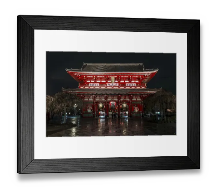 Framed Print : Night shot, HOzOmon Gate, Buddhist temple