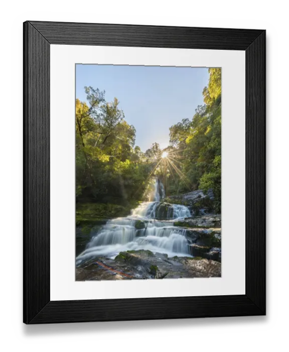 Framed Print : McLean waterfall, Sun Star, The Catlins Framed Print : McLean waterfall, Sun Star, The Catlins