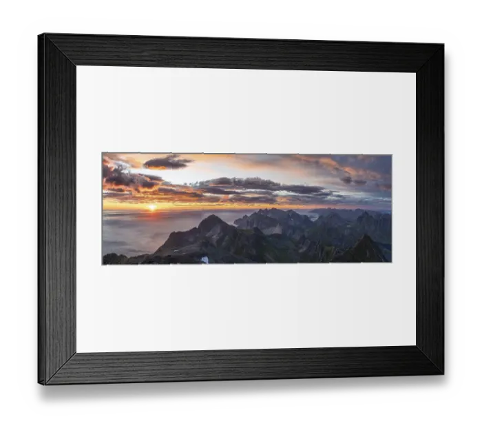 Framed Print : Panorama, view over mountain tops and sea