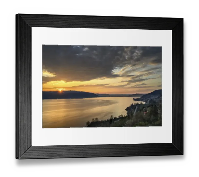 Framed Print : View over Lake Constance at sunset