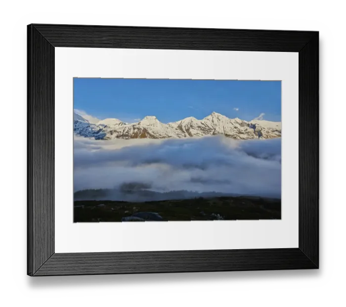 Framed Print : Snowy Mountains above the clouds at Hochalpenstrasse Framed Print : Snowy Mountains above the clouds at Hochalpenstrasse