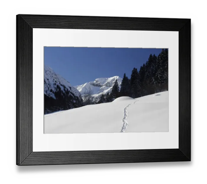 Framed Print : Foostock in deep winter, in the back the Alps Vorsiez