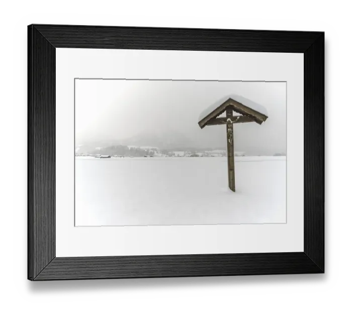 Framed Print : Field cross with Christ figure Framed Print : Field cross with Christ figure