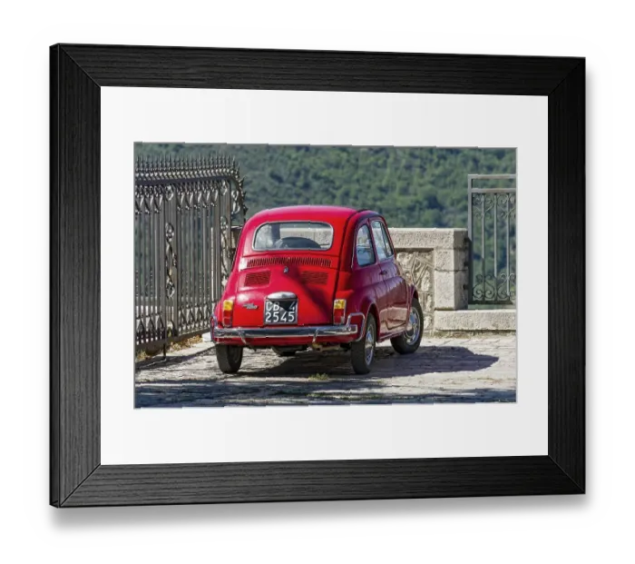 Framed Print : Red FIAT Nuova 500 L, Cinquecento