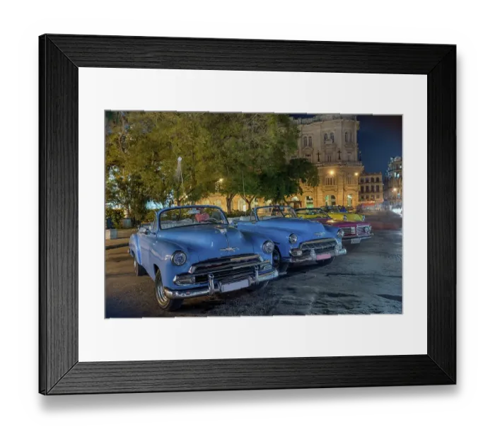 Framed Print : Parking classic cars at night, Havana Framed Print : Parking classic cars at night, Havana