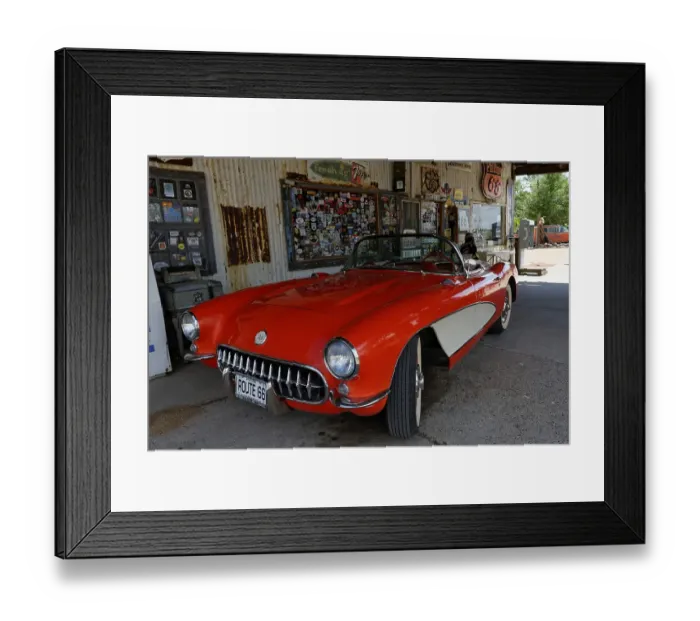 Framed Print : Vintage Chevrolet Corvette 1957 Route 66
