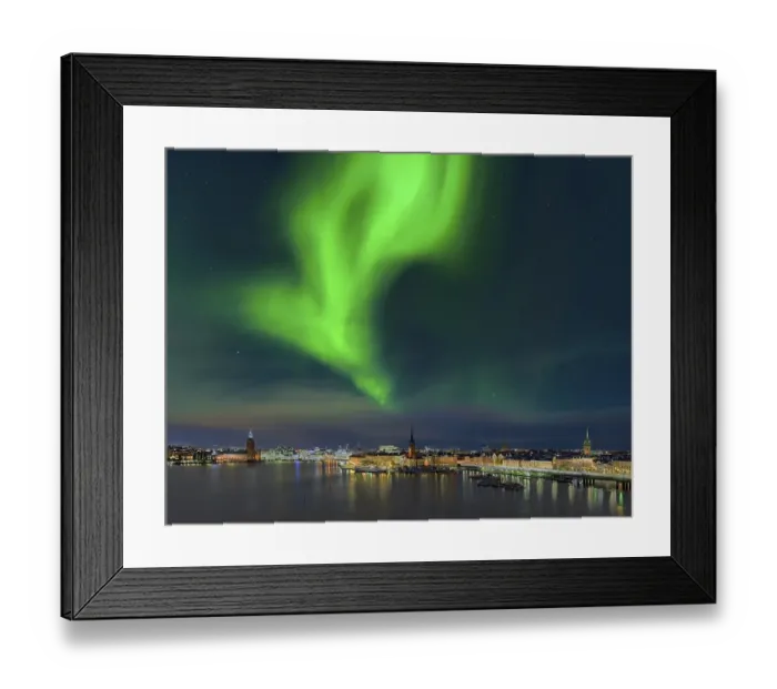 Framed Print : Northern lights over Stockholm, Sweden, Europe