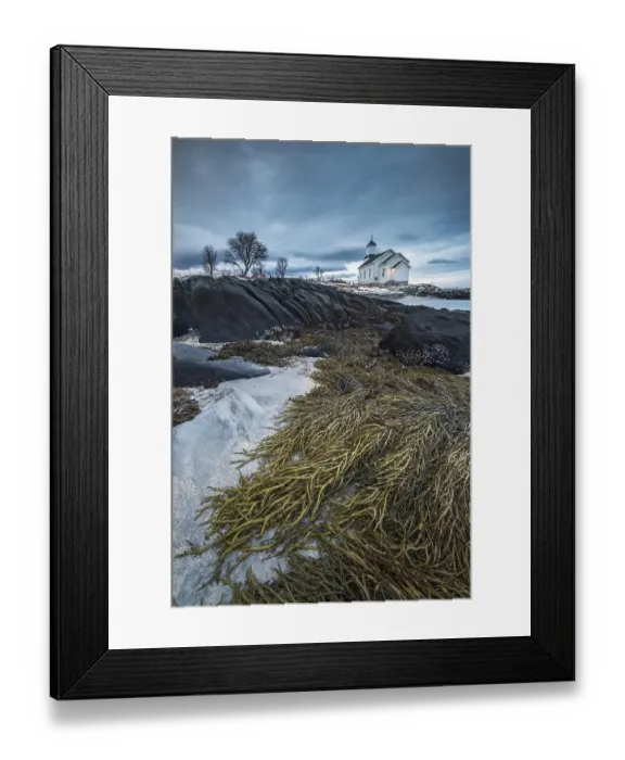 Framed Print : Church of Gimsoy, Seegras, Gimsoykirke Framed Print : Church of Gimsoy, Seegras, Gimsoykirke