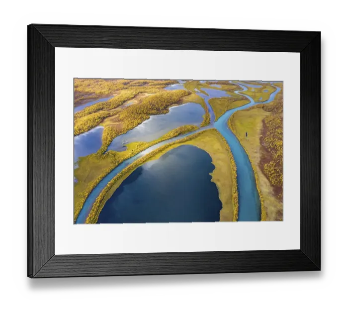Framed Print : Autumnal river landscape from the air Framed Print : Autumnal river landscape from the air