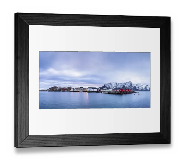 Framed Print : Blue hour, dusk, on the coast near Reine