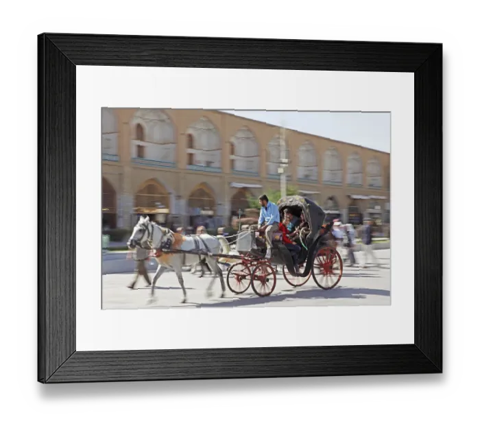 Framed Print : Iranians riding in a horse-drawn carriage