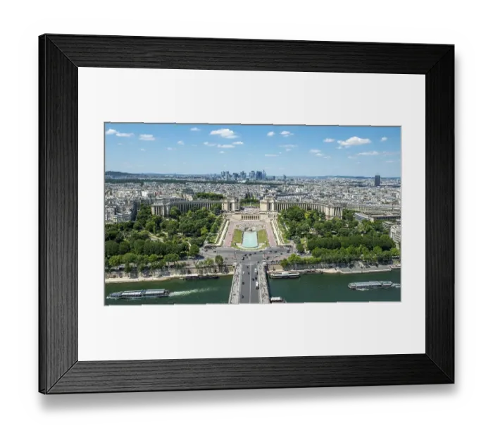 Framed Print : City view, view from the Eiffel Tower with Seine and Jardin de Trocadero